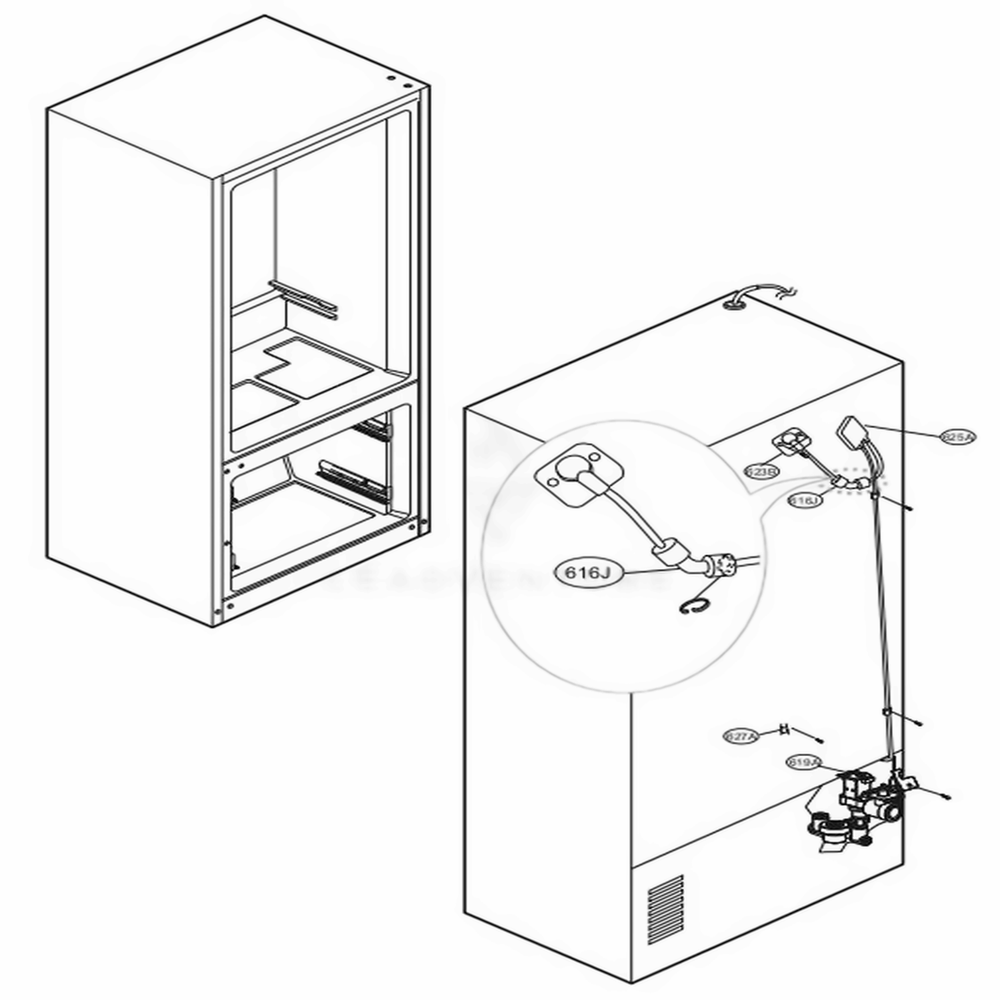 Valve And Water Tube Parts Diagram and Parts List for LFXS24623S ASTCNA2 LG Refrigerator