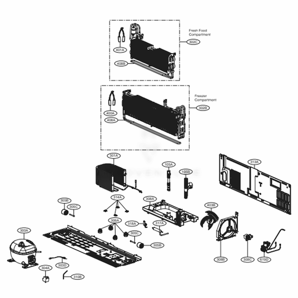 Cycle Parts Diagram and Parts List for 75065 ASTCSE0 LG Refrigerator