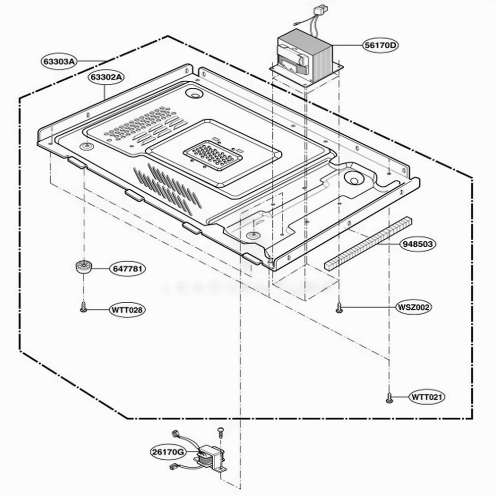 Base Plate Parts Diagram and Parts List for MAR1140W CWHEKMT LG Range