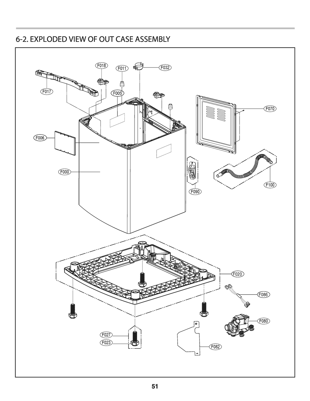 Case Assembly Diagram and Parts List for T1776HDFST ABWETEU LG Washer