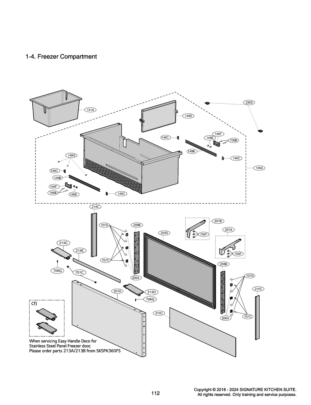 Freezer Compartment Diagram and Parts List for GR-617AGPPM ASWCNA0 LG Refrigerator
