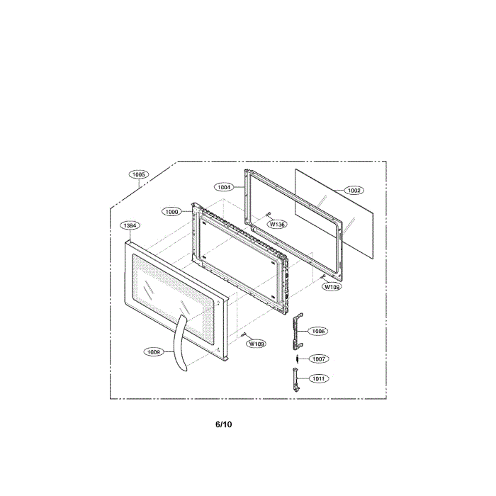 Door Diagram and Parts List for LMV1813SW 00 LG Microwave Oven Combo