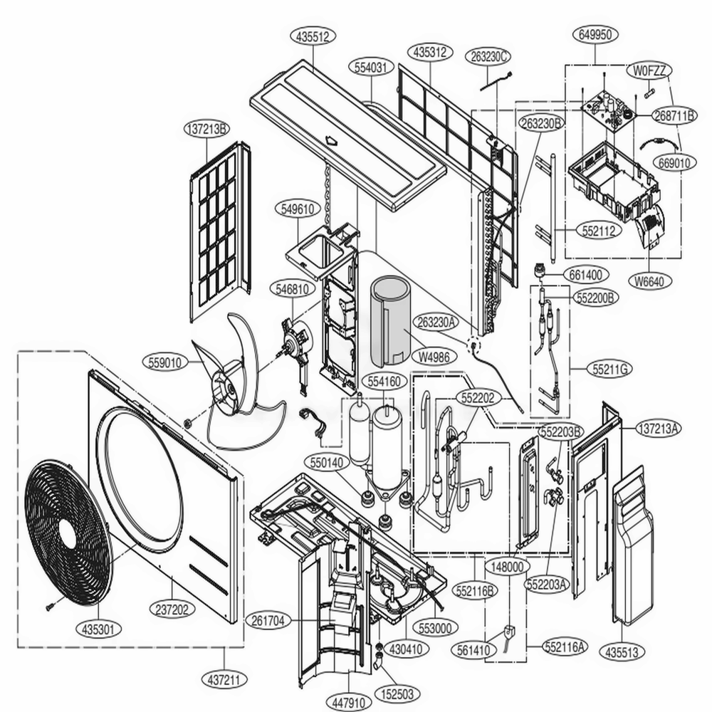 Outdoor Unit Diagram and Parts List for LAU090HVP ANCAEUS LG Air Conditioner