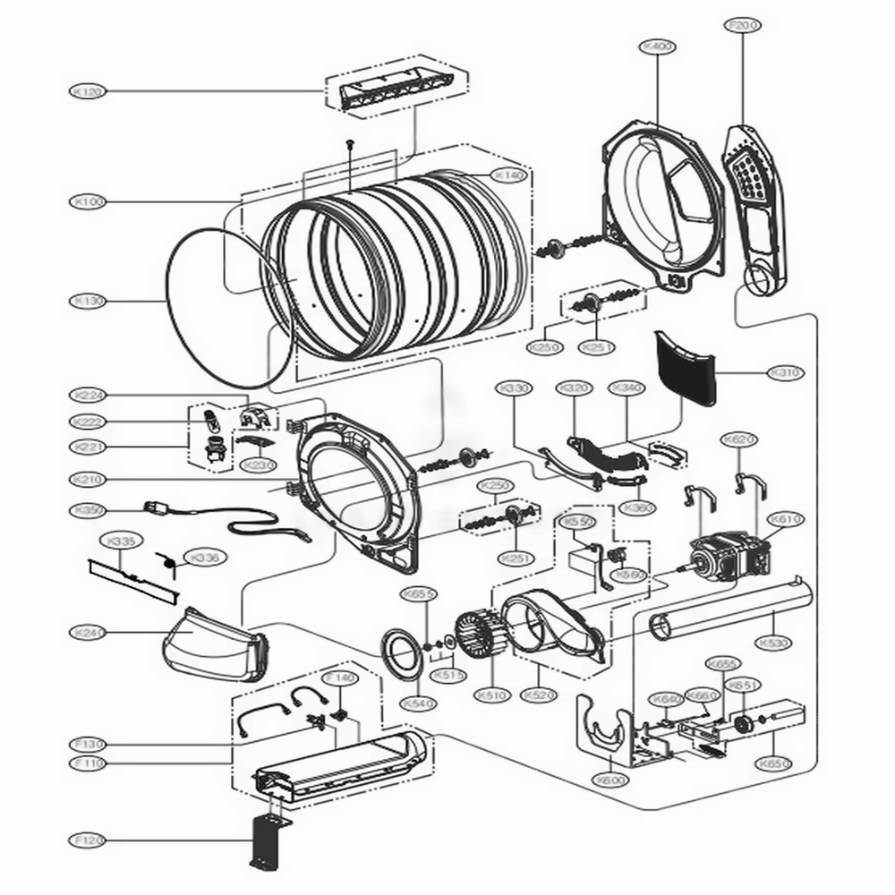 Drum And Motor Assembly: Electric Type Diagram and Parts List for 81172 ABWESEU LG Dryer