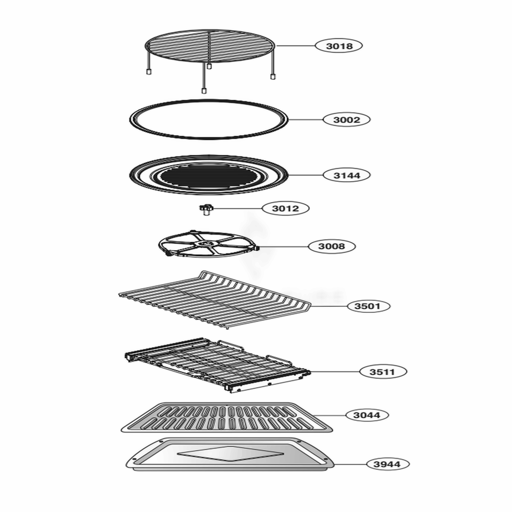 Interior Parts 2 Diagram and Parts List for LSWC307ST ASTLSTD LG Range