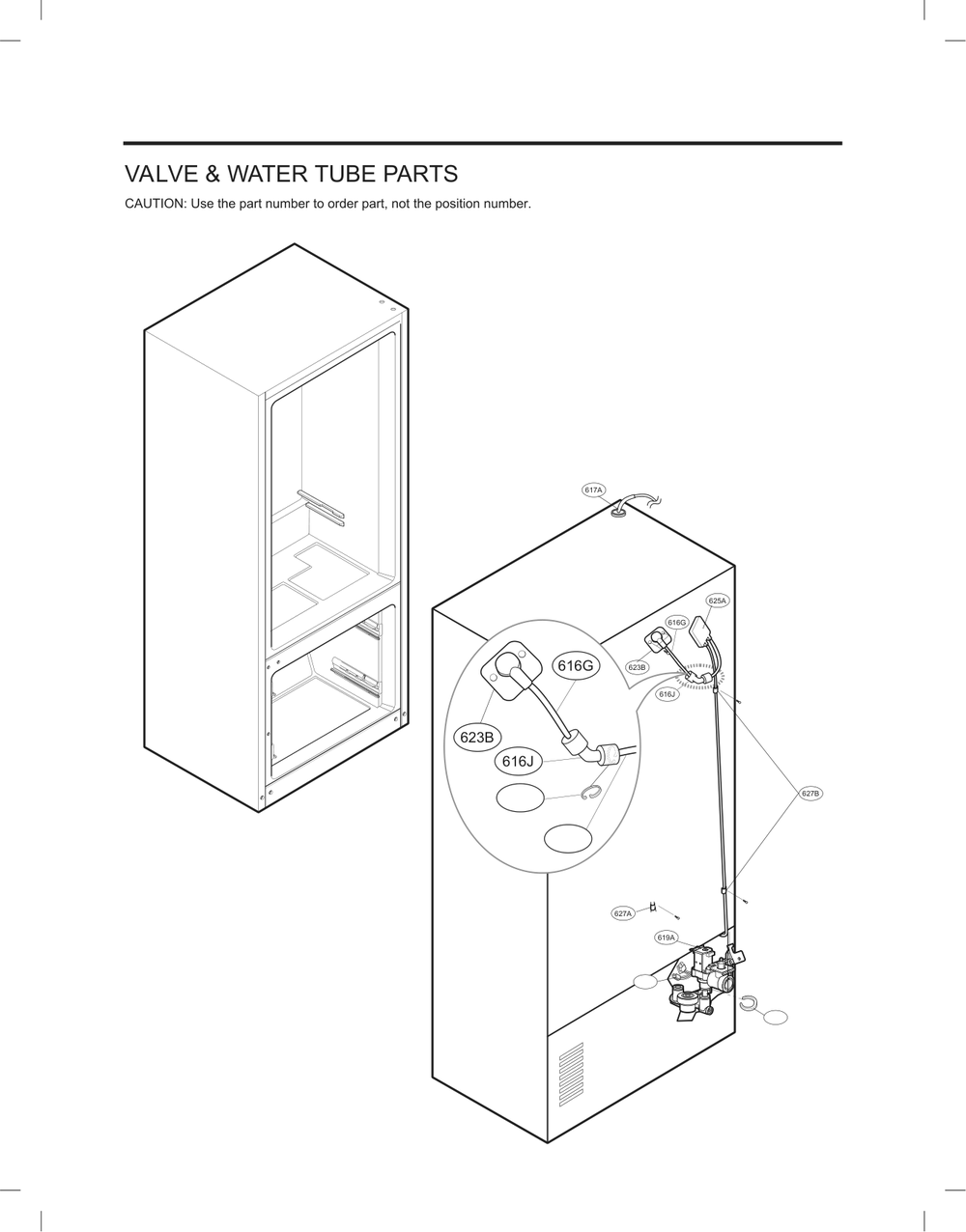Valve And Water Tube Parts Diagram and Parts List for GC-L288NSJP ASTCNA4 LG Refrigerator