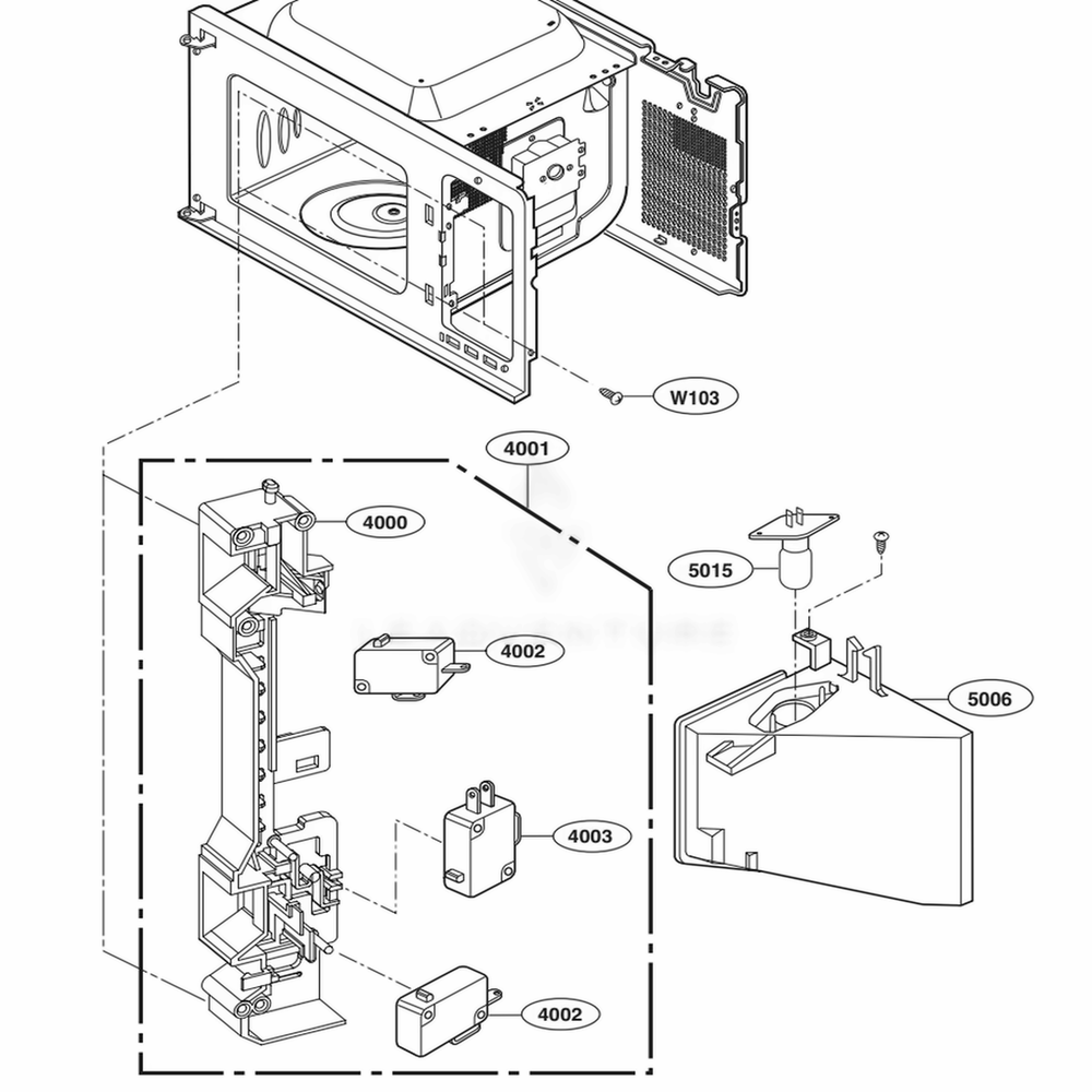 Latch Board Parts Diagram and Parts List for LCRT2010BD CBDETAR LG Wall Oven