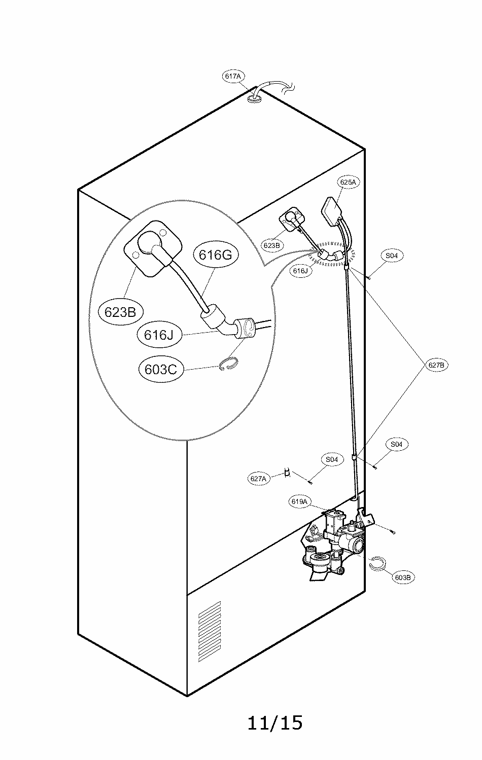Valve And Water Parts Diagram and Parts List for 79579993510  Kenmore Refrigerator