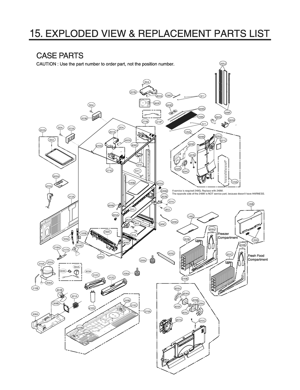 Case Parts Diagram and Parts List for GR-L31GHSJM ASTCNA0 LG Refrigerator