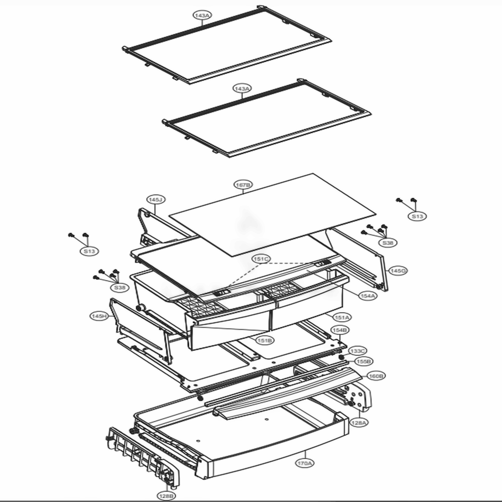 Refrigerator Parts Diagram and Parts List for 79412 ASWCSE0 LG Refrigerator
