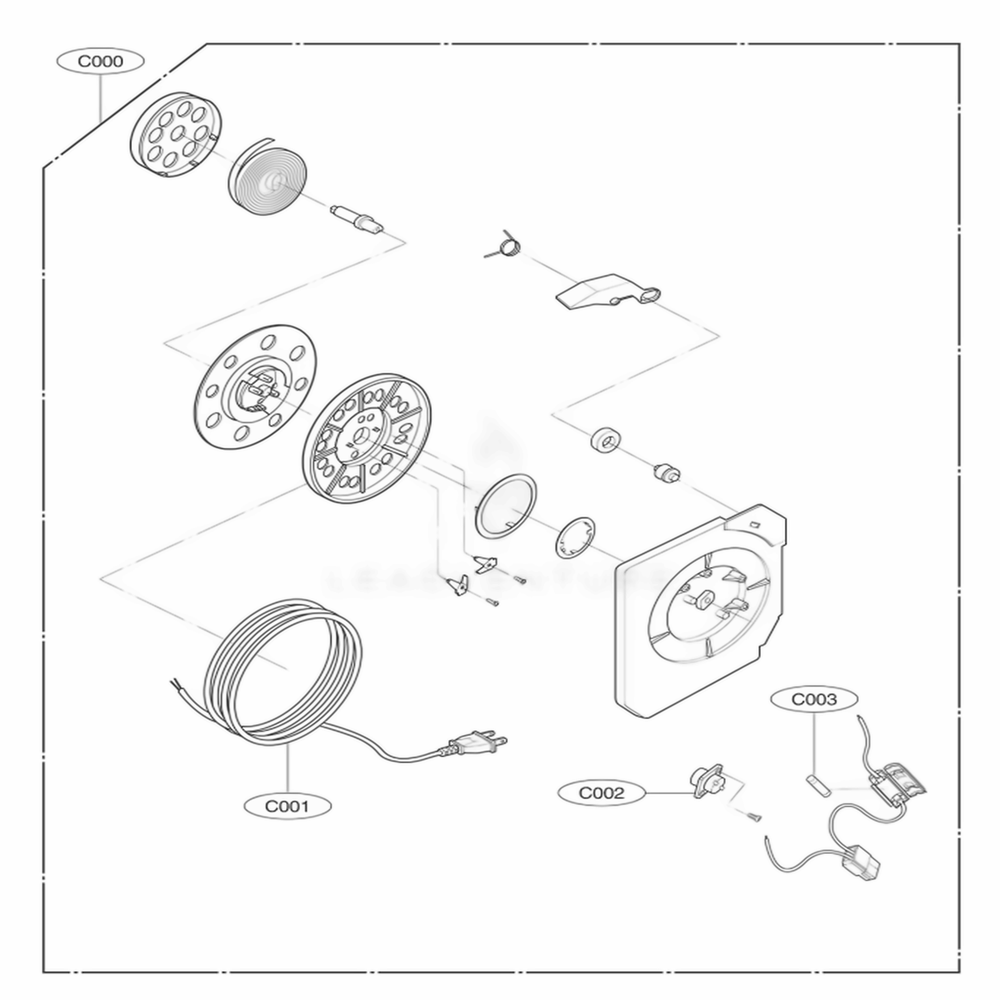 Reel Assembly Diagram and Parts List for 23295 ANBESRS LG Canister Vacuum