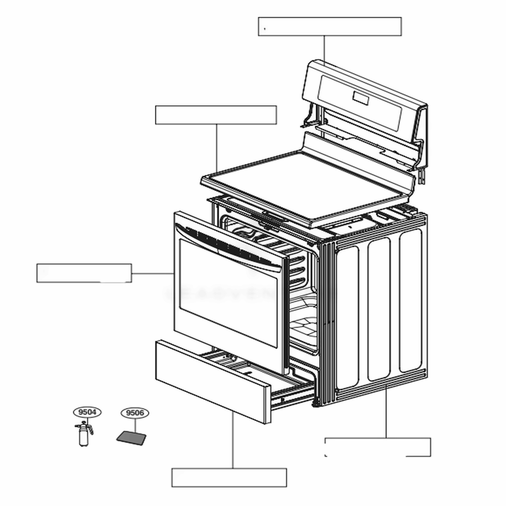 Main 1 Diagram and Parts List for LRE3083SB FBKLLGA LG Wall Oven