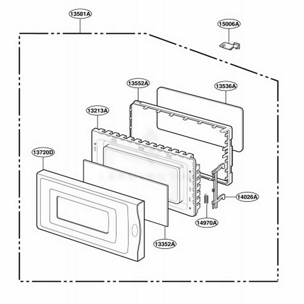 Door Parts Diagram and Parts List for MT1100SHQ MWEWRP LG Range