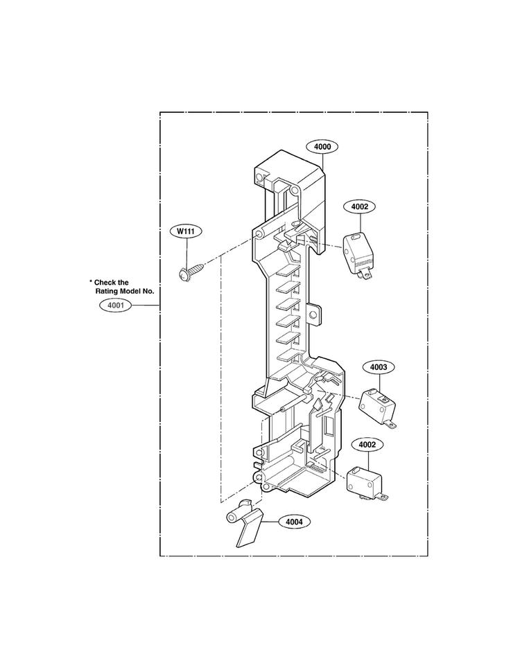 Latch Board Parts Diagram and Parts List for MV1502B-01  LG Microwave
