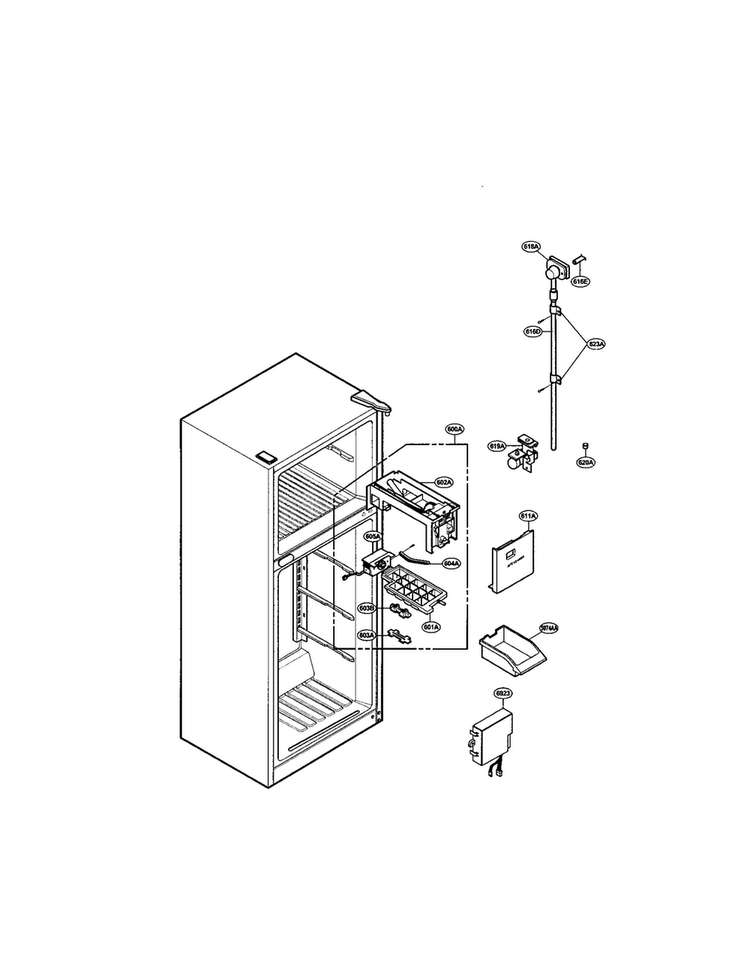 Ice Maker Diagram and Parts List for LRTBC2025T  LG Refrigerator