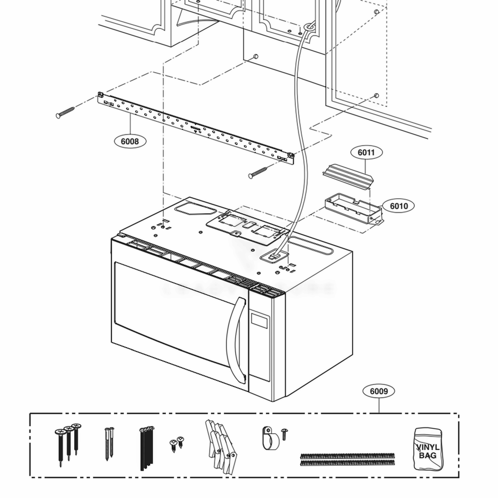 Installation Parts Diagram and Parts List for LMVH1711ST CSBELGA LG Microwave