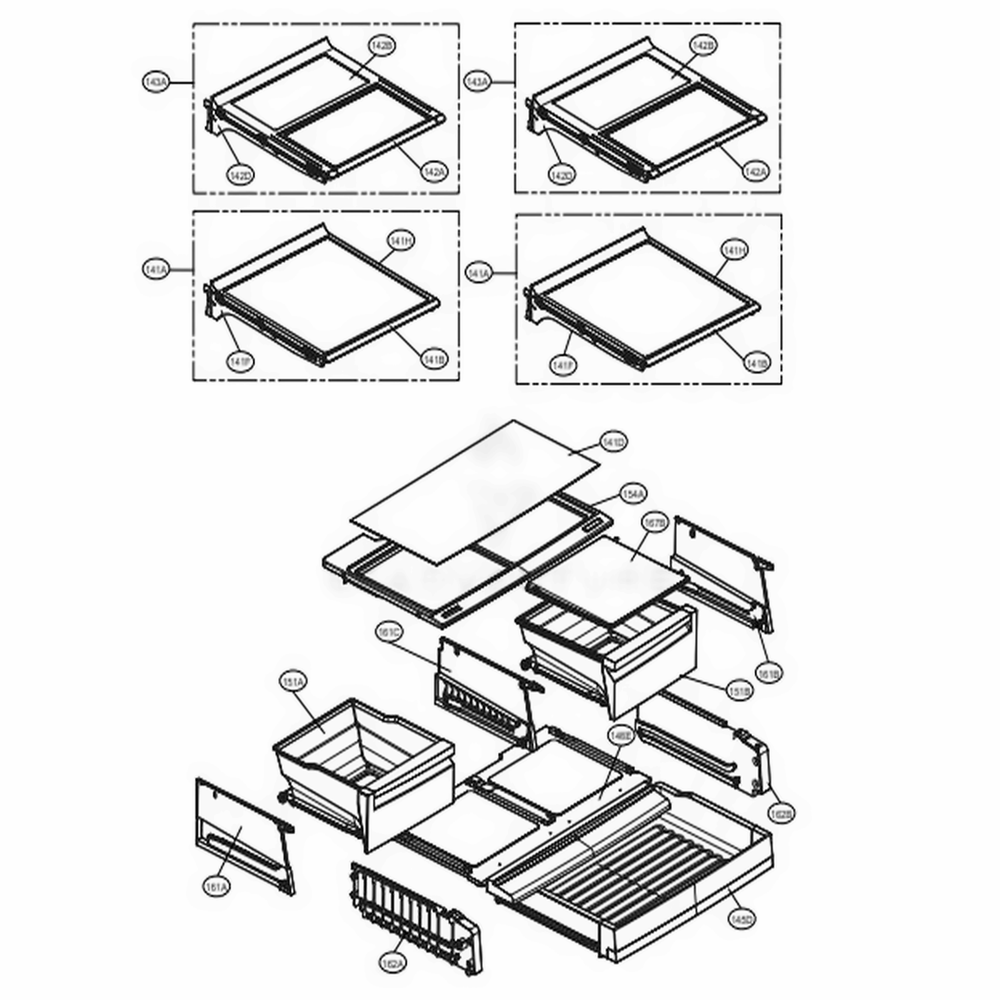 Refrigerator Parts Diagram and Parts List for 74032 ASWCSE1 LG Refrigerator