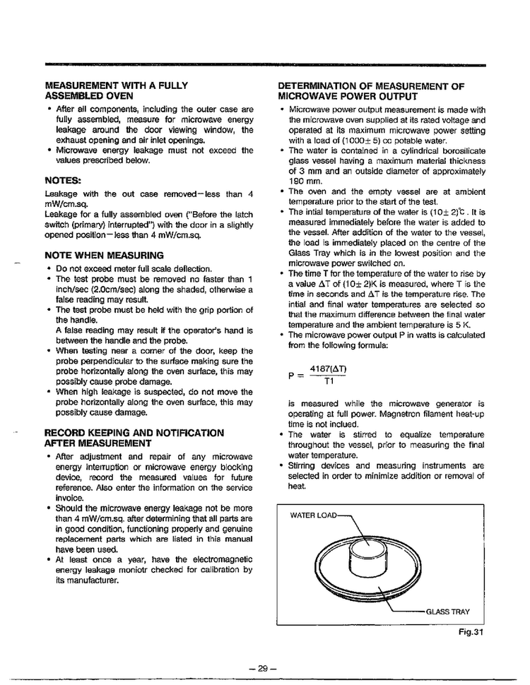 Measuring Microwave Energy Leakage Page 2 Diagram and Parts List for MA-844M  LG Microwave