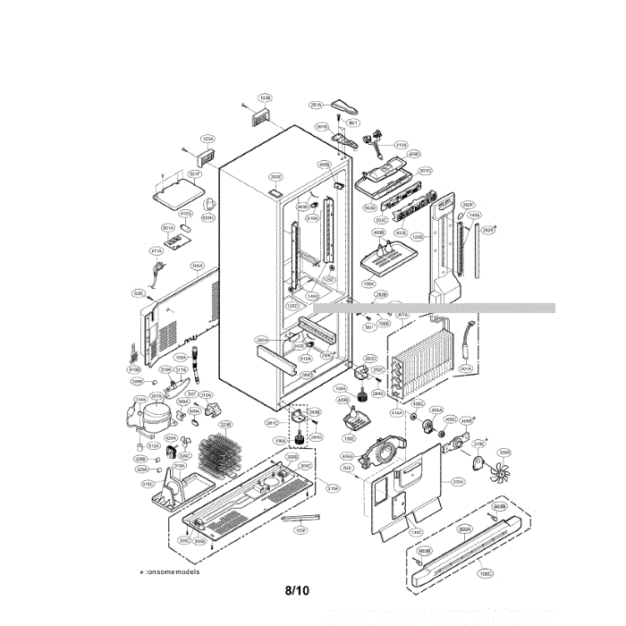 Case Diagram and Parts List for LRBN22510WW  LG Refrigerator