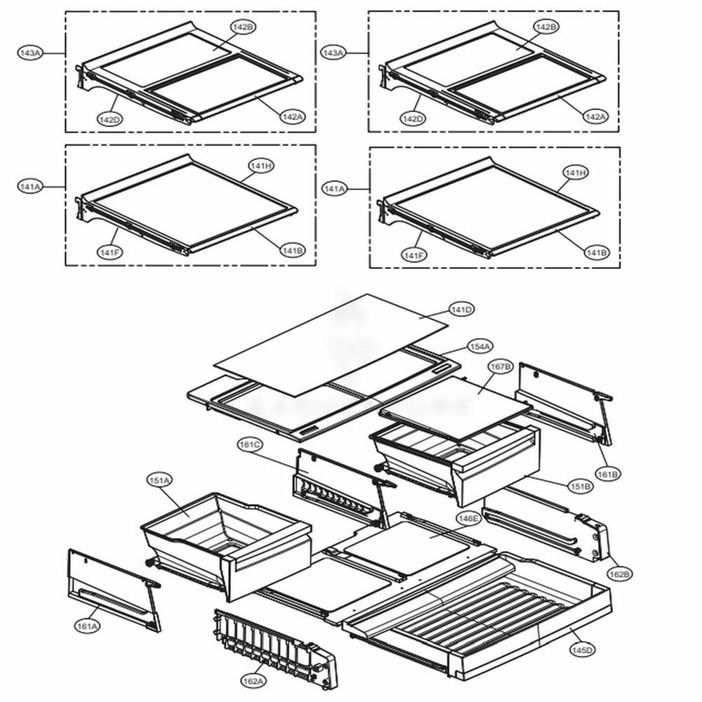 Refrigerator Parts Diagram and Parts List for 73157 ASBCSE0 LG Refrigerator