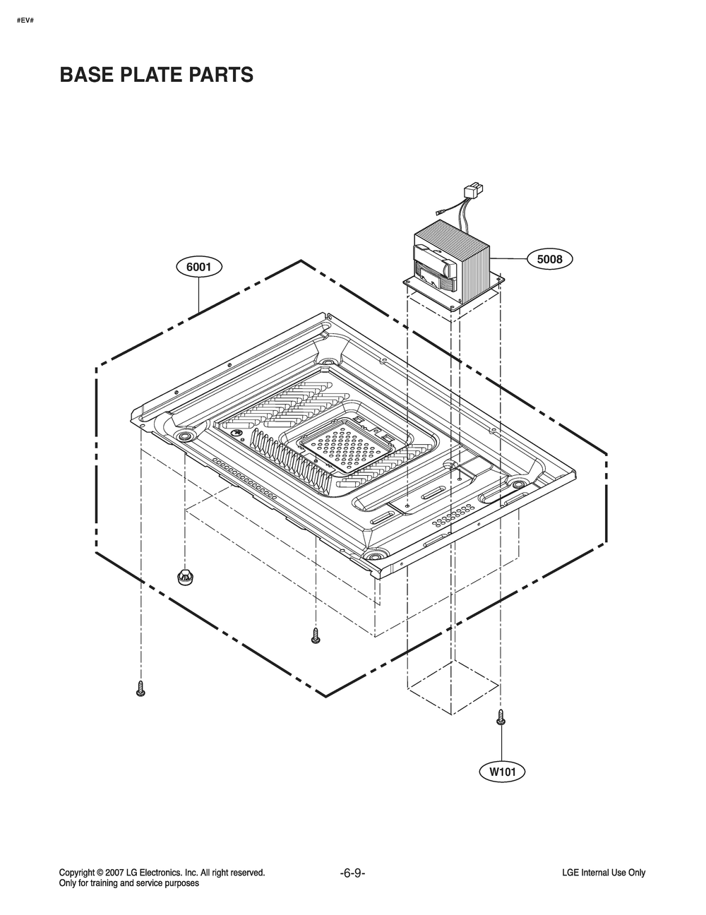Base Plate Parts Diagram and Parts List for MS1142G CBKEBBY LG Microwave