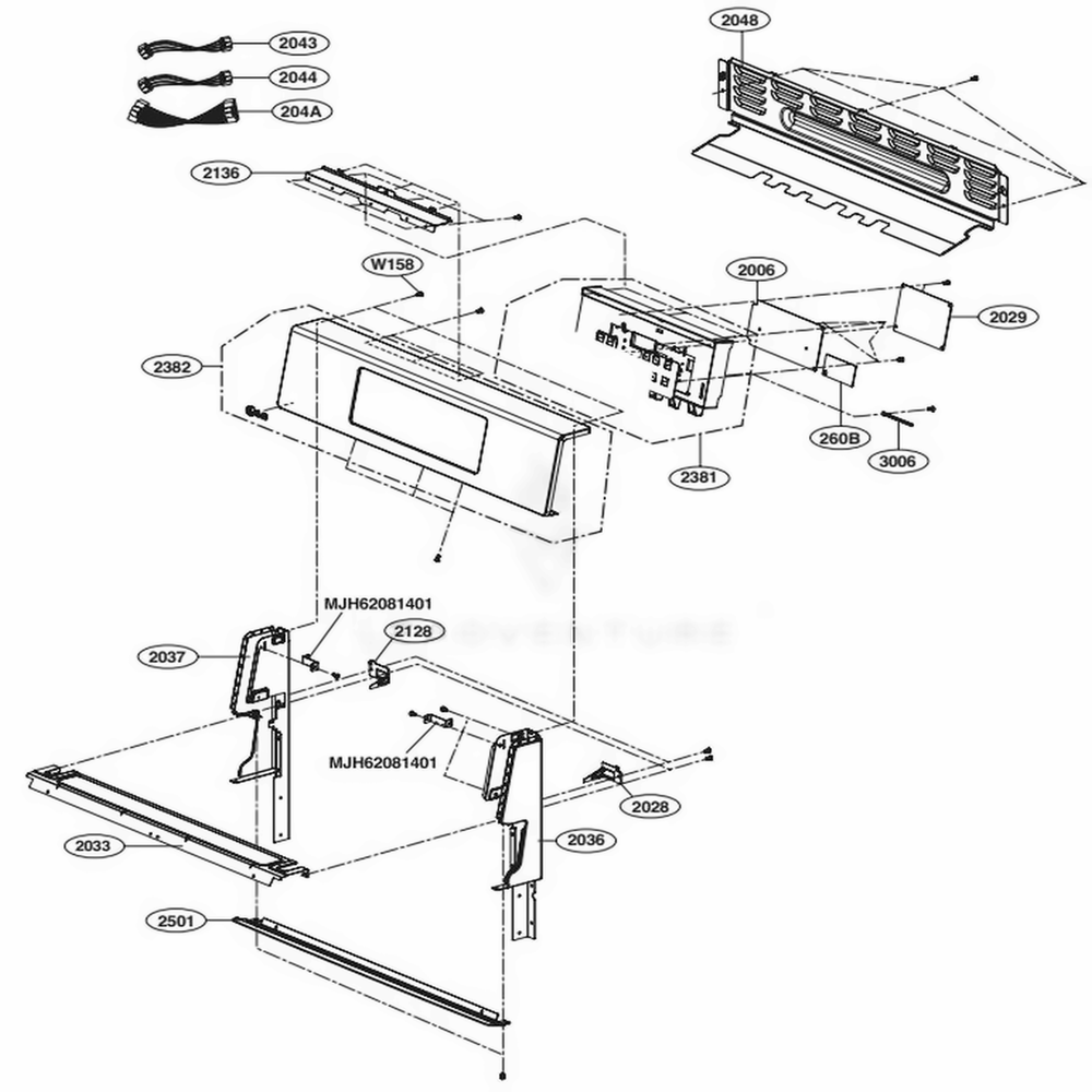 Controller Parts Diagram and Parts List for LRG3193SW FWHELGA LG Range