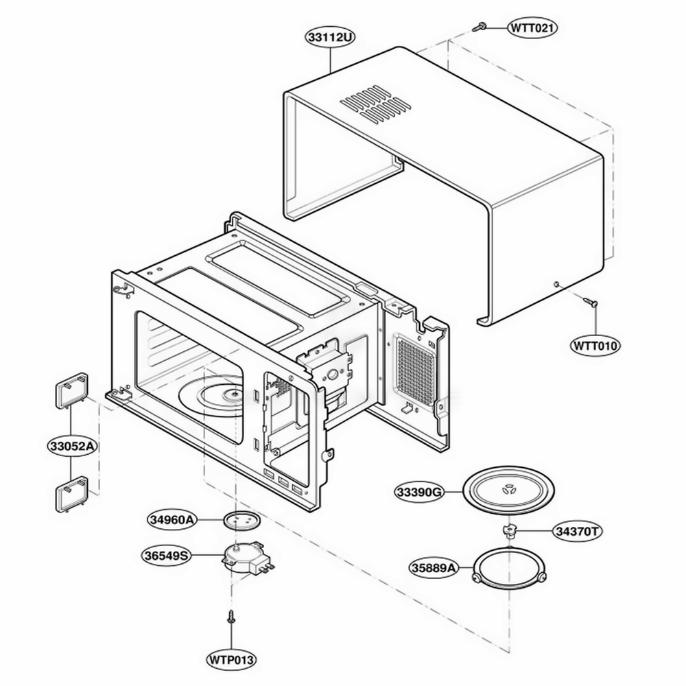 Oven Cavity Parts Diagram and Parts List for M150TC HMWQCUR LG Range