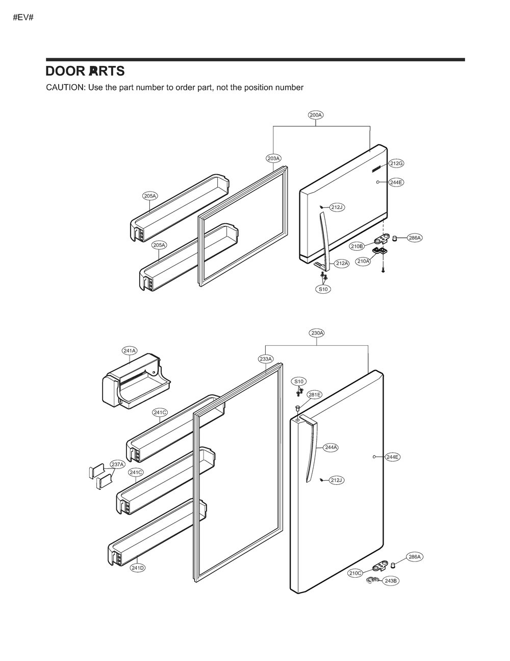 Door Parts Diagram and Parts List for GM-U652GQCP ASWCSE1 LG Refrigerator
