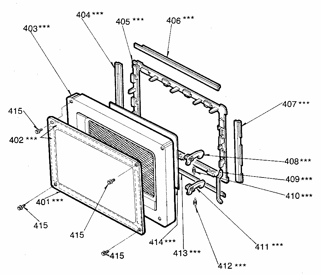 Door Diagram and Parts List for 7218821980  Kenmore Microwave