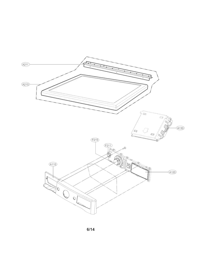 Control Panel Parts Diagram and Parts List for DLEX8500V  LG Dryer