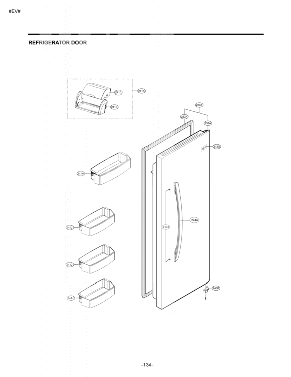 REFRIGERATOR DOOR Diagram and Parts List for LSC23924ST ASTCNA2 LG Refrigerator