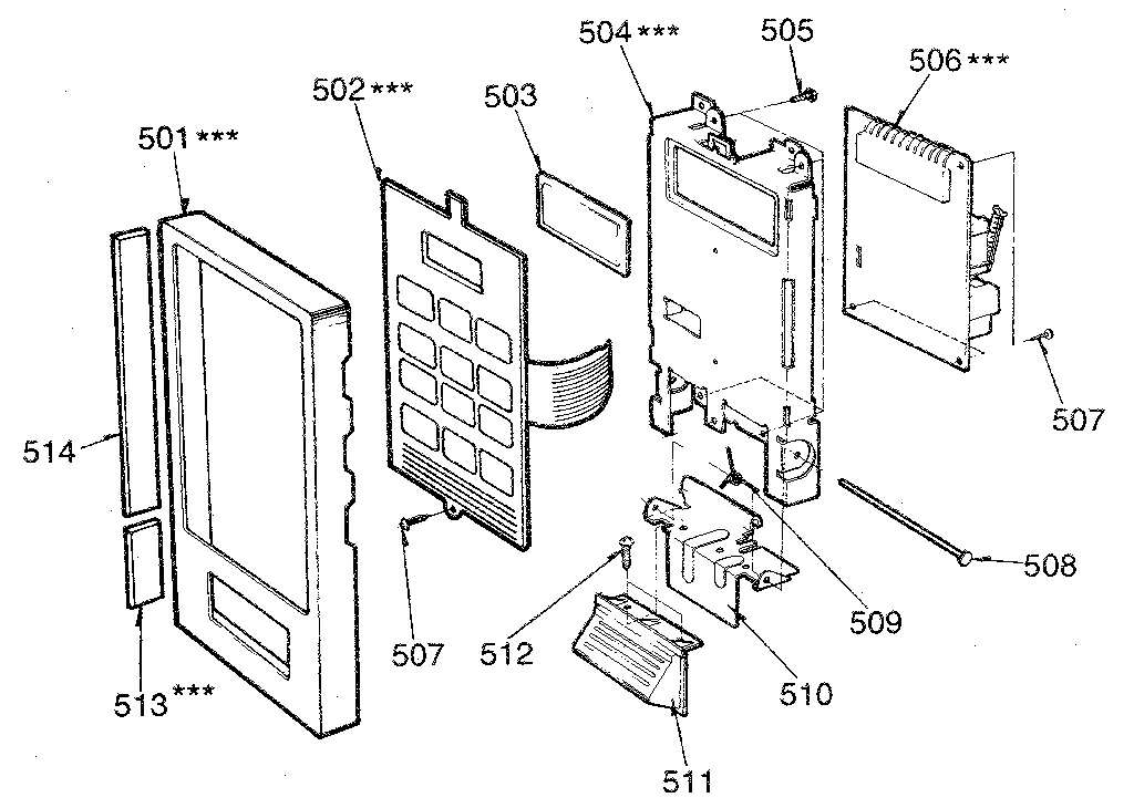 Control Panel Diagram and Parts List for 7218911580  Kenmore Microwave