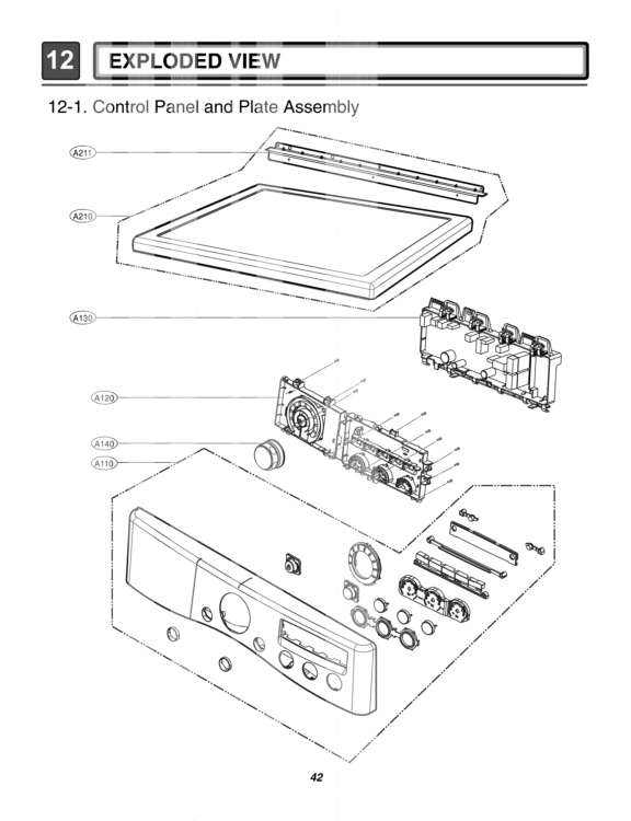 EXPLODED VIEW   Control Panel and Plate Assembly Diagram and Parts List for DLE2250W ABWEEUS LG Dryer
