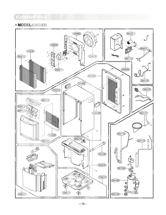 Exploded View Diagram and Parts List for UD651EXD2 ABKAUSH LG Dehumidifier
