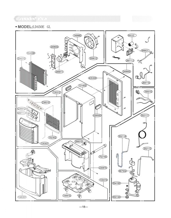 Exploded View Diagram and Parts List for UD451EAD1 AGRAUSH LG Dehumidifier