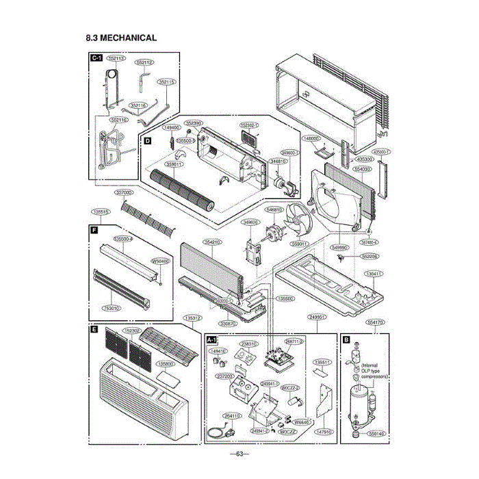 Section Diagram and Parts List for LP121HEM ASBBEUS LG Air Conditioner