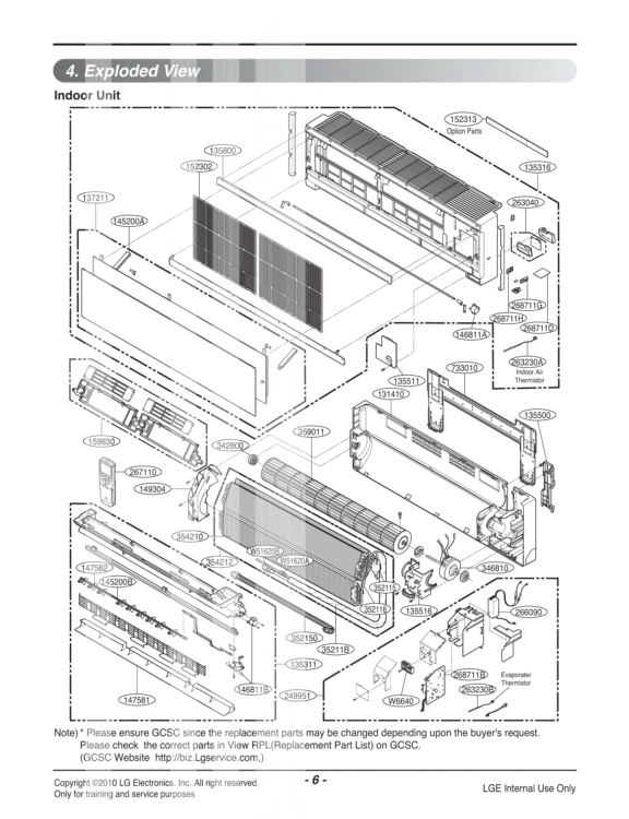 Exploded View Diagram and Parts List for LAN126HV ANCBEUS LG Air Conditioner