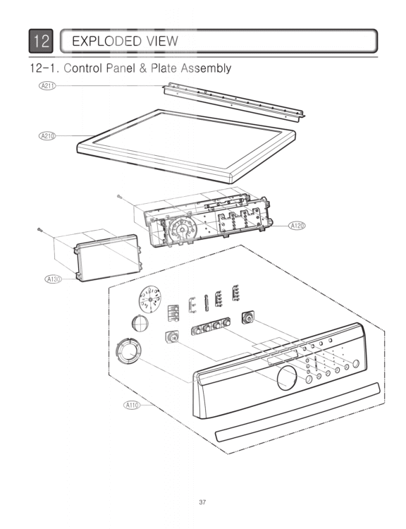 EXPLODED VIEW   Control Panel & Plate Assembly Diagram and Parts List for DLE2514W ABWEEUS LG Dryer