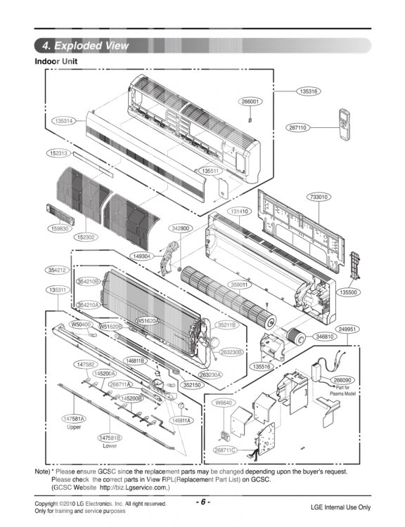 Exploded View Diagram and Parts List for LSN306HV AWHBEUS LG Air Conditioner