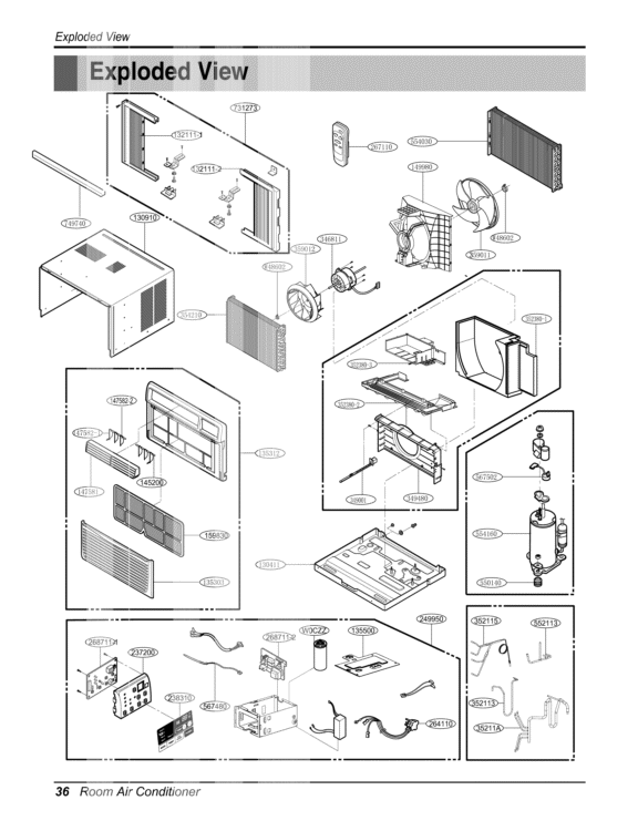 Room Air Conditioner Exploded View Exploded View Diagram and Parts List for LW1012ER UWC101WDMK1 LG Air Conditioner