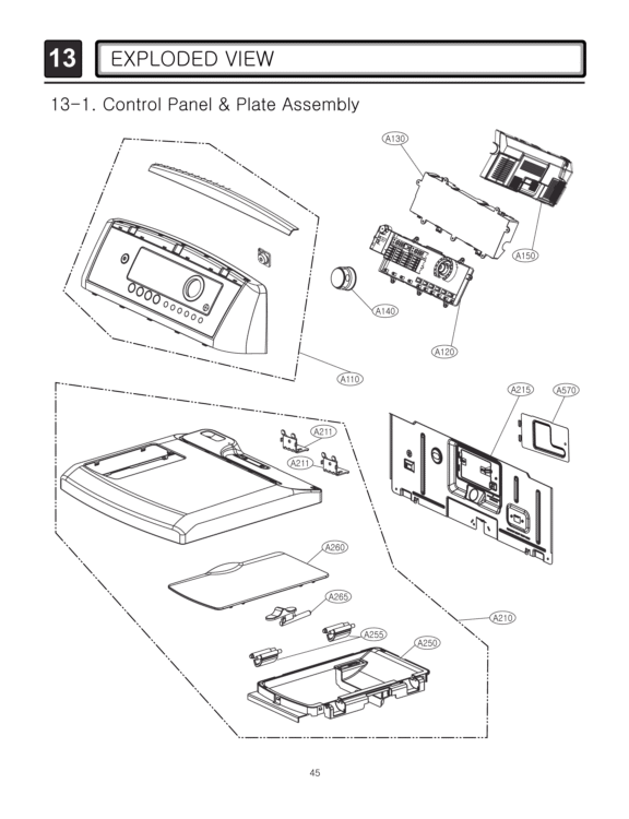 EXPLODED VIEW   Control Panel & Plate Assembly Diagram and Parts List for DLEX5170V ASSEEUS LG Dryer