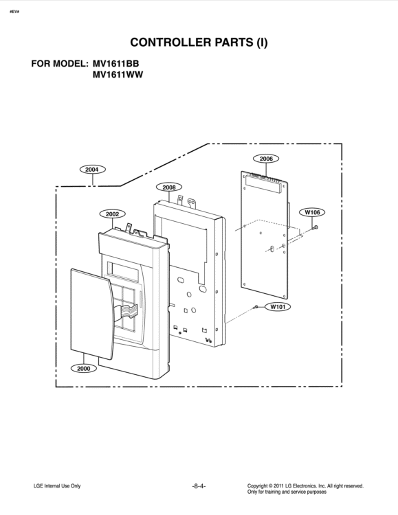 CONTROLLER PARTS I Diagram and Parts List for MV1611BB CB2ELGB LG Microwave