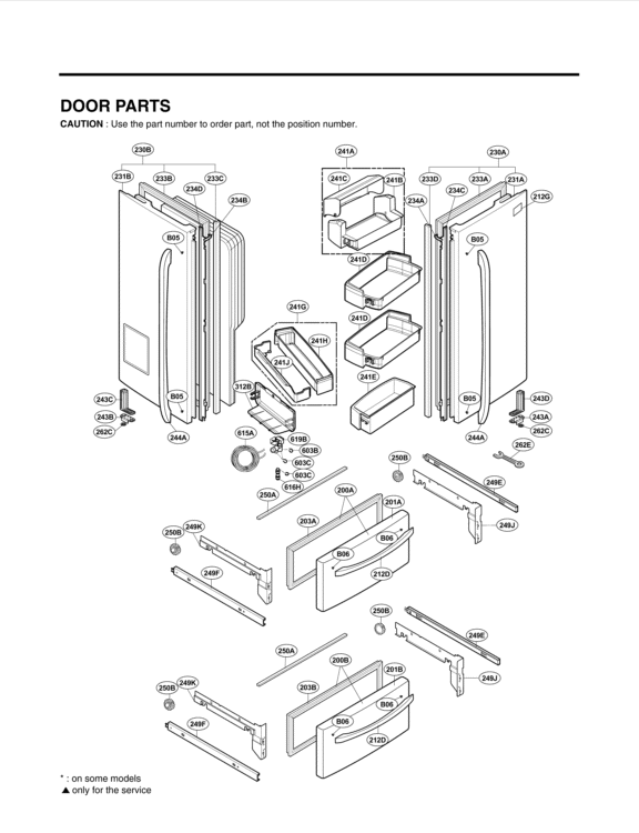DOOR PARTS Diagram and Parts List for LMX25981SB AWB3LGA LG Refrigerator