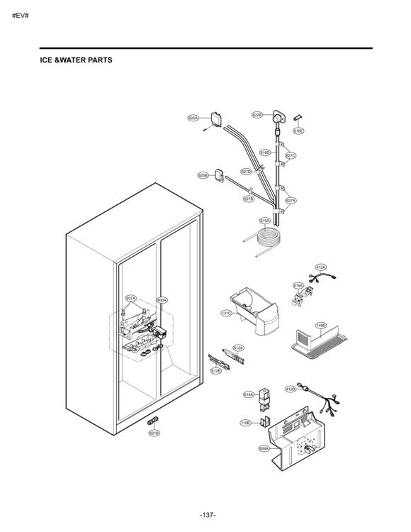 ICE &WATER PARTS Diagram and Parts List for LSC23924SW ASWCNA2 LG Refrigerator