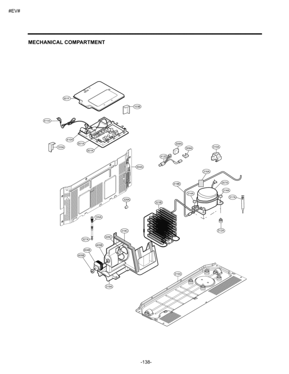 MECHANICAL COMPARTMENT Diagram and Parts List for LSC23924SW ASWCNA2 LG Refrigerator