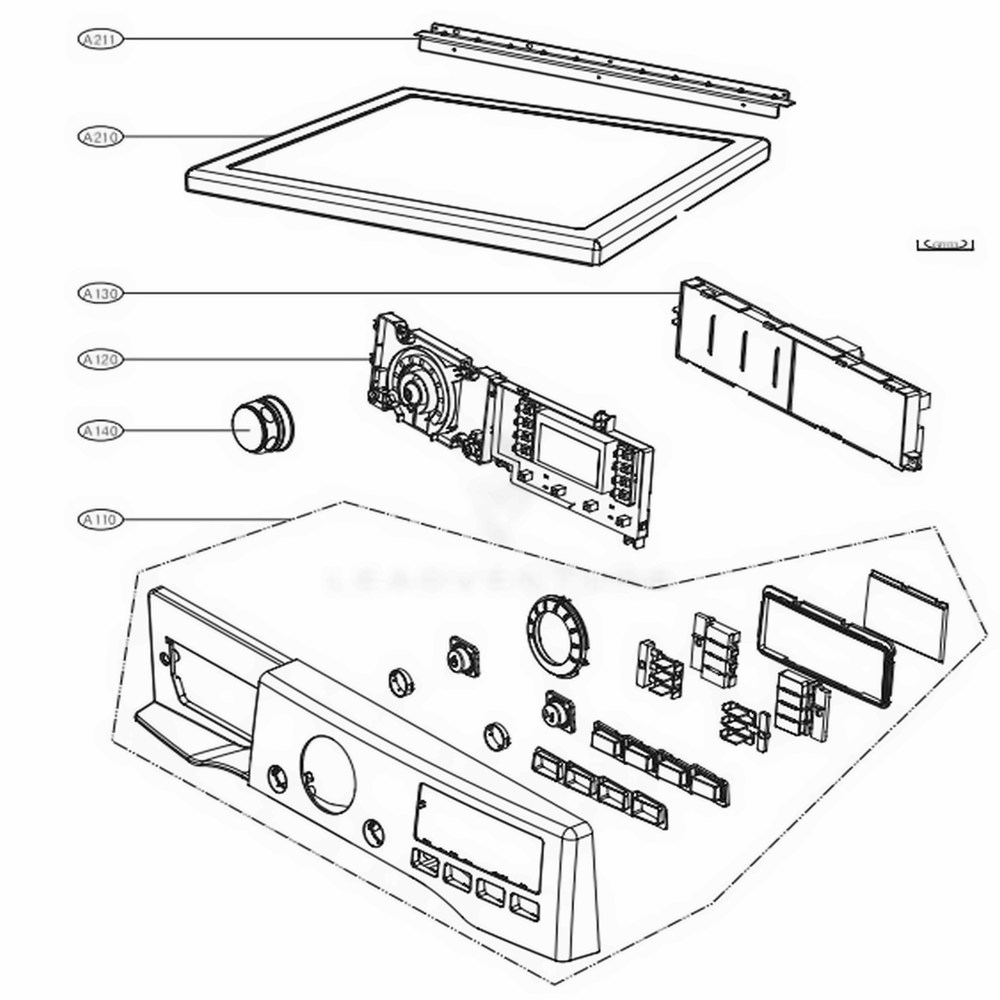 Control Panel And Plate Assembly Diagram and Parts List for DLGX2802L ARBEEUS LG Dryer