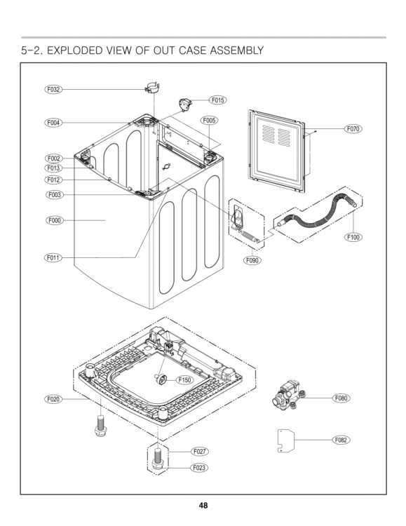 EXPLODED VIEW OF OUT CASE ASSEMBLY Diagram and Parts List for WT5101HV ASSEEUS LG Washer