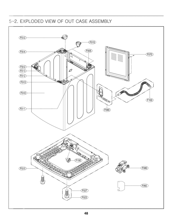EXPLODED VIEW OF OUT CASE ASSEMBLY Diagram and Parts List for WT5101HW ABWEEUS LG Washer