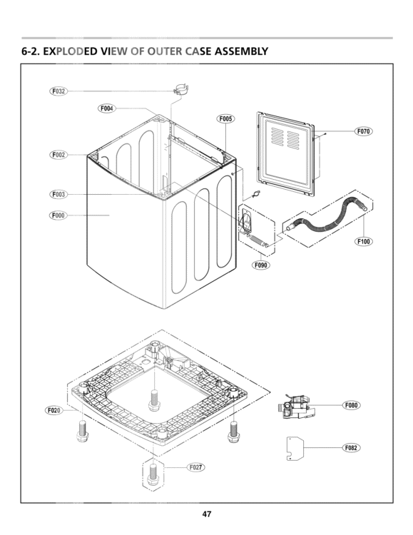 EXPLODED VIEW OF OUTER CASE ASSEMBLY Diagram and Parts List for WT4801CW ABWEEUS LG Washer