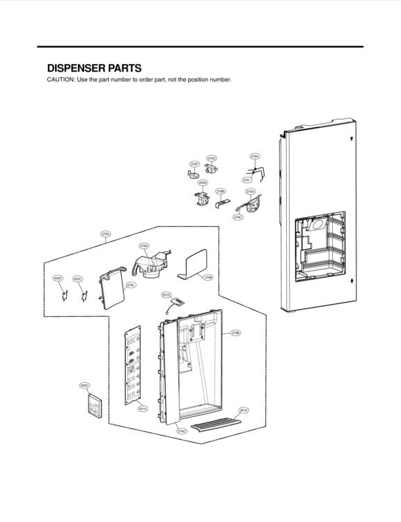 DISPENSER PARTS Diagram and Parts List for LFX31935ST ASTCNA0 LG Refrigerator